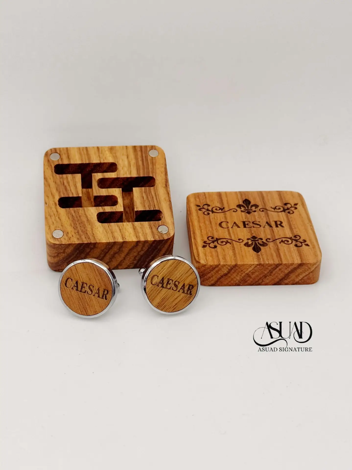 Engraved wooden cufflinks, gift for groom, gift for boss, gift for him