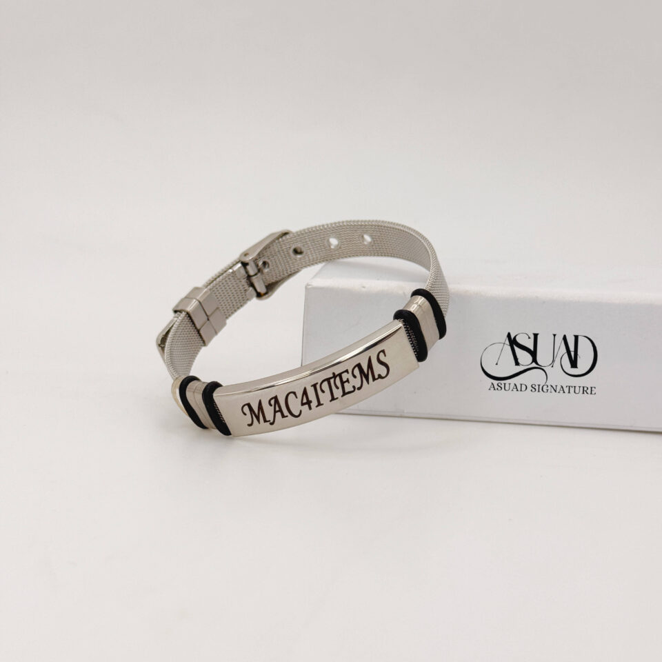 Engraved belt bracelet